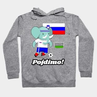 ⚽ Slovenia Football, Elephant Scores a Goal, Pojdimo! Team Spirit Hoodie